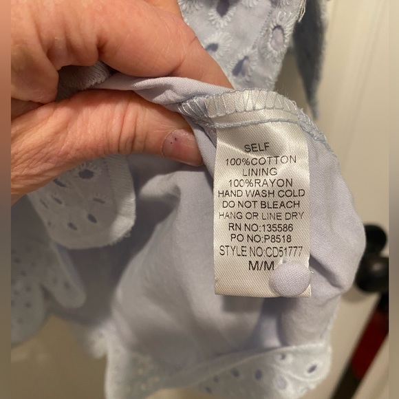 Main strip light blue dress lace eyelet Medium New with tags button down spring - Picture 14 of 15